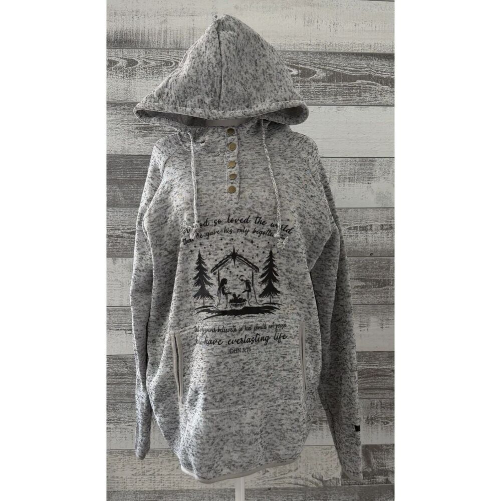 Unisex Hoodie- For God so Loved the World- Faith Sweatshirt Size L/XL - Picture 2 of 11